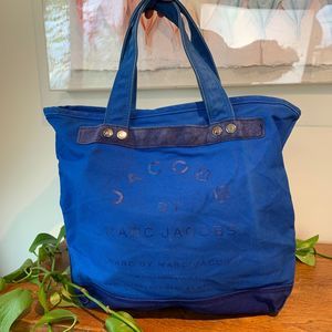 Marc by Marc Jacobs Blue Canvas Suede Tote Bag